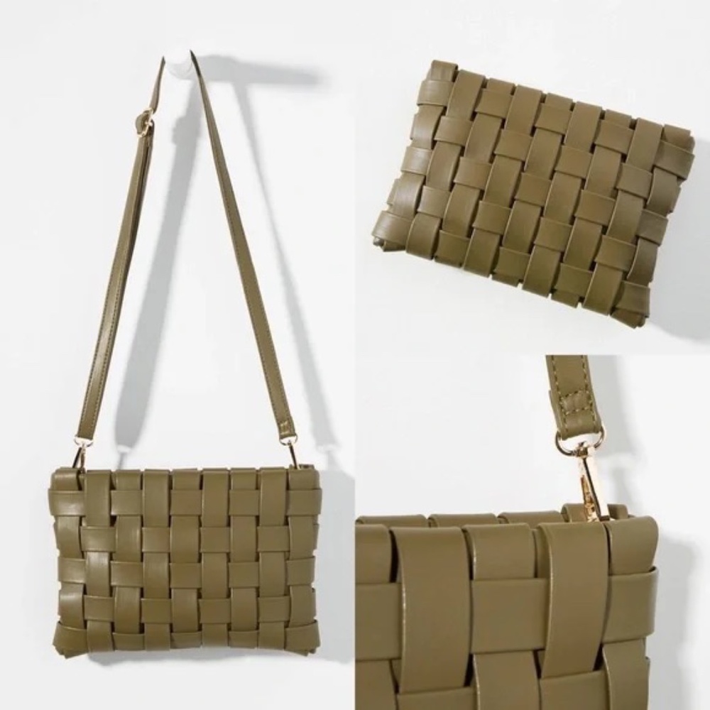 Anthropologie Lindy Woven Clutch bag, green